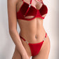 Plus Size Velvet Harness Bra and Panty Set