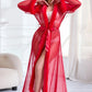 Sexy Mesh and Faux Fur Trim Robe