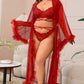 Long Mesh Robe with Ruffles