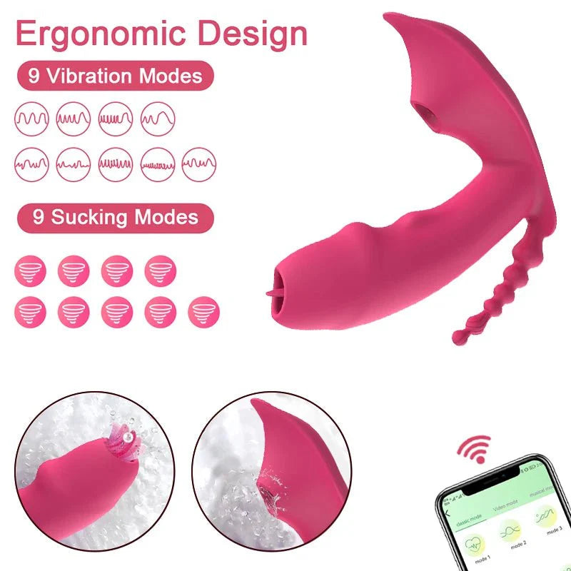 Vibrador Dildo 3 en 1 con Control Bluetooth por APP y Succión de Vacío y Calefacción | Estimulador de Vagina y Clítoris | Juguete Sexual Masturbador Femenino para Mujeres