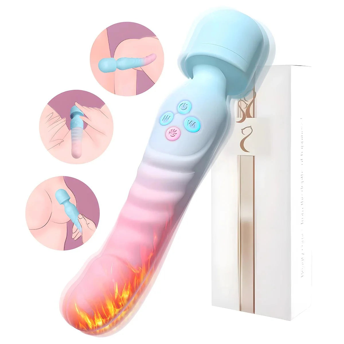 VeloraIgnite Vibrador con varita de doble cabezal térmico