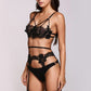 Lace and Embroidered Lingerie Bra Set