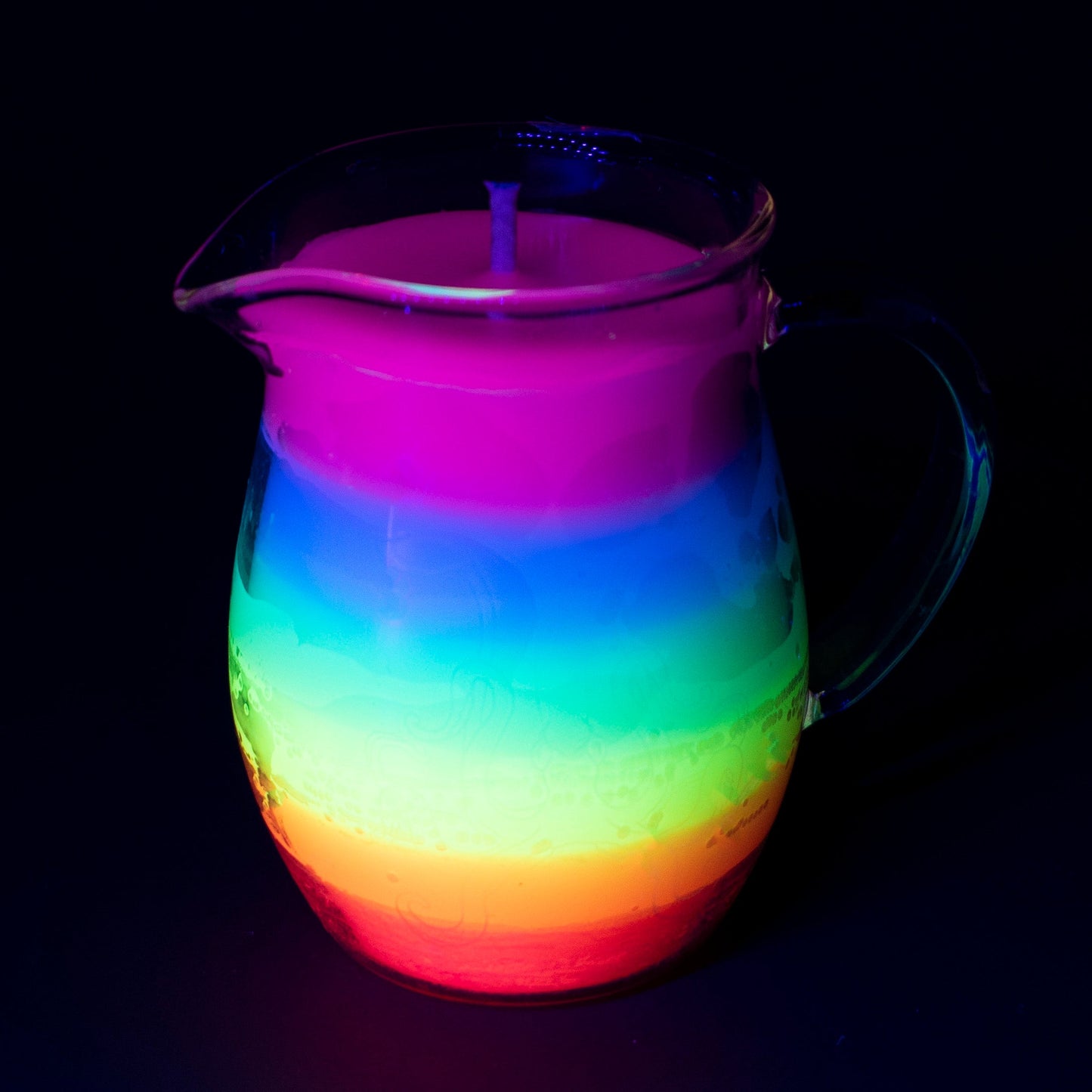 Bougie pour jeu de cire Rainbow in a Jar Blacklight – Basse température – Sans parfum – Bougie en pot réactive aux UV