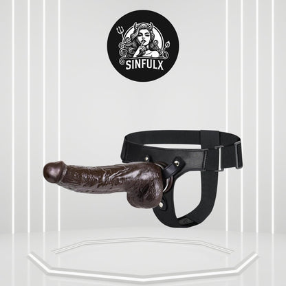 Consolador vibrador arnés negro ancho y grueso