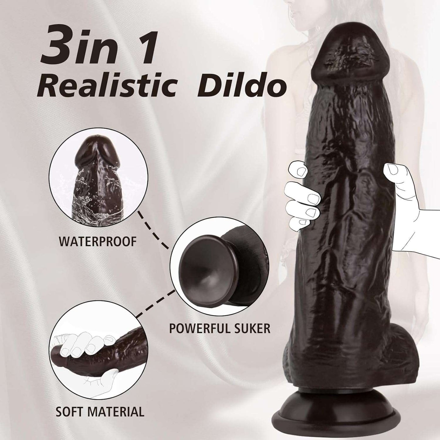 Consolador vibrador arnés negro ancho y grueso
