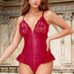 Faux Leather Flutter Lace Teddy