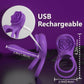Anillo para pene, funda de aumento de grosor y vibrador de clítoris VioletPetal Rose de 9 modos