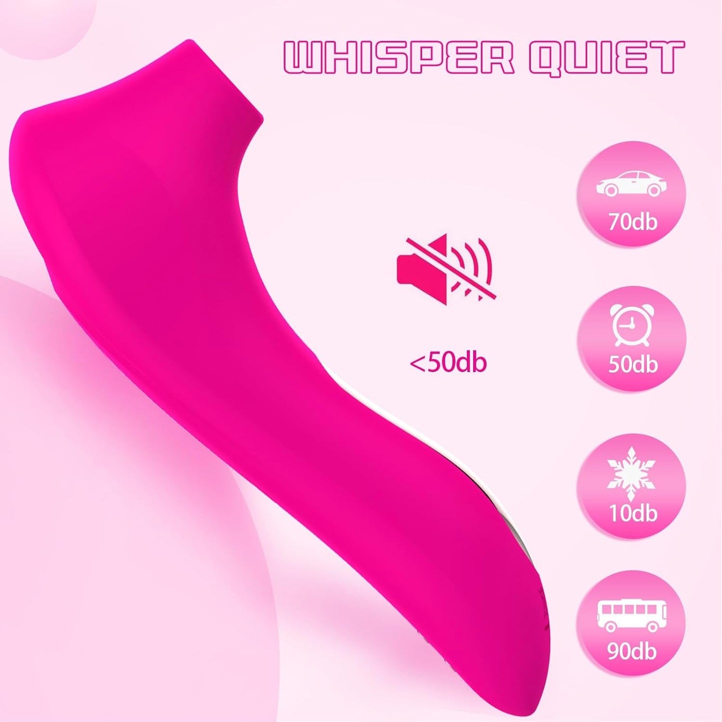 RoselleVibe Varita Vibrador Rosa 10 Modos Impermeable Silencioso