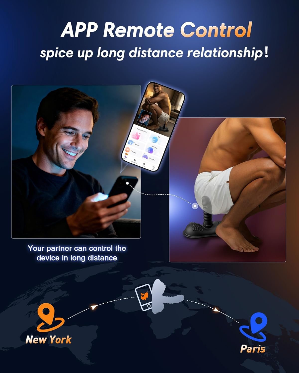 GravionX Masajeador de Próstata AI Vibrador con Empuje por Aplicación