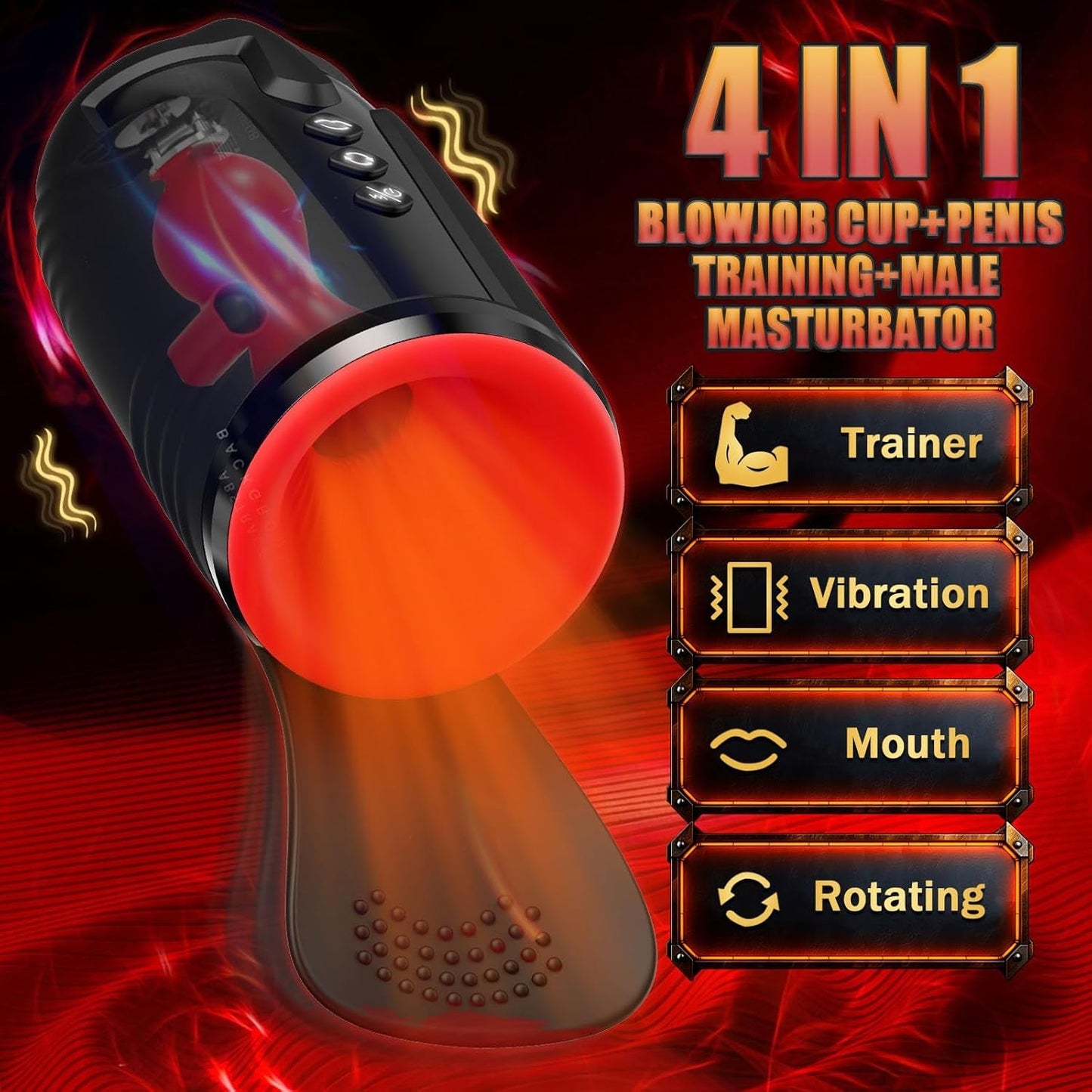 TitanFlow Stroker Masculino 4 en 1 con Bomba de Entrenamiento de 10 Modos