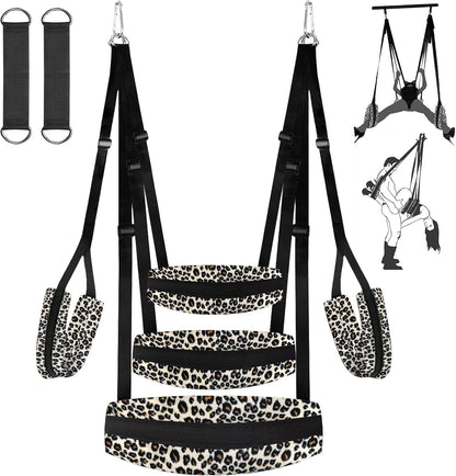 Columpio sexual para puerta WildLuxe con estampado de leopardo, soporta 180 kg