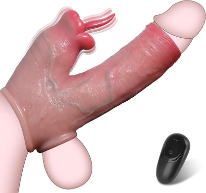 Anillo vibrador para el pene TongueVolt con 10 modos a distancia