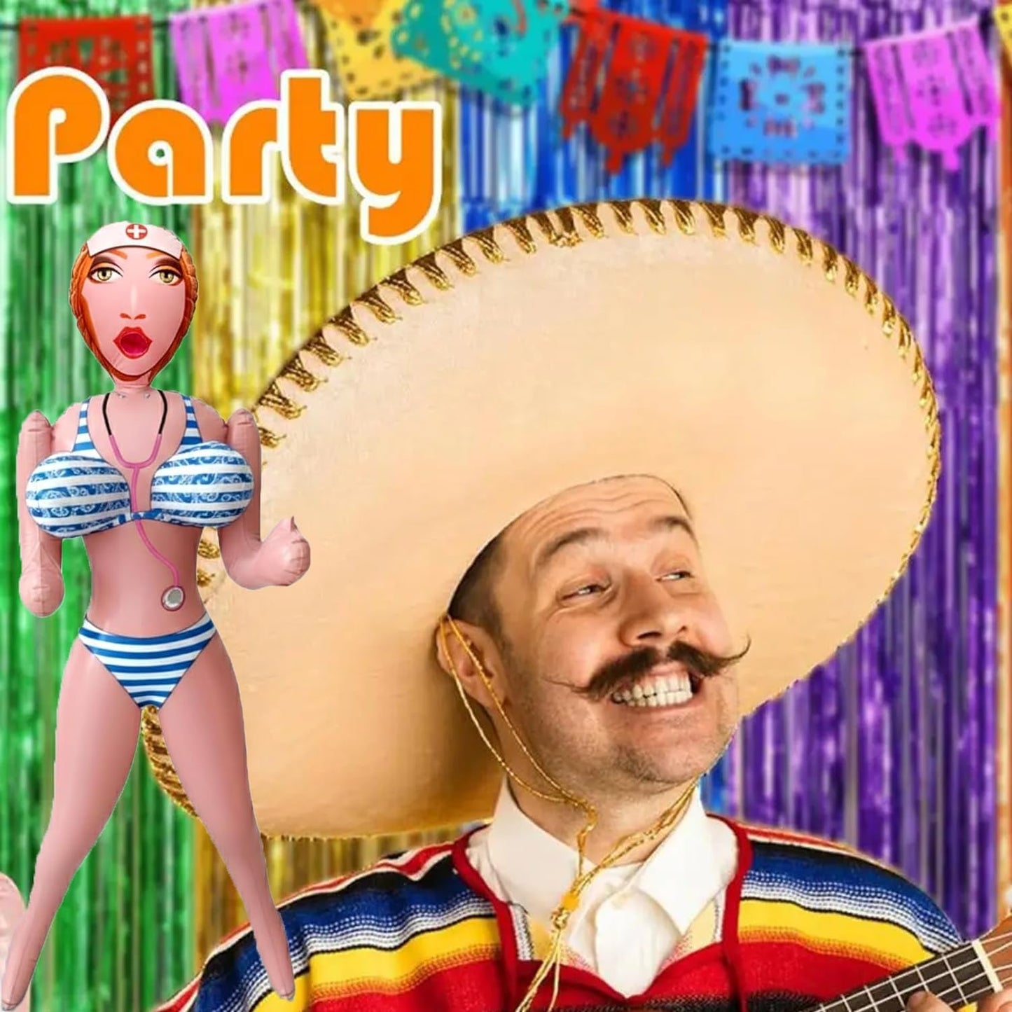 PartyDoll Poupée Gonflable Cadeau Gag pour Enterrement de Vie de Garçon