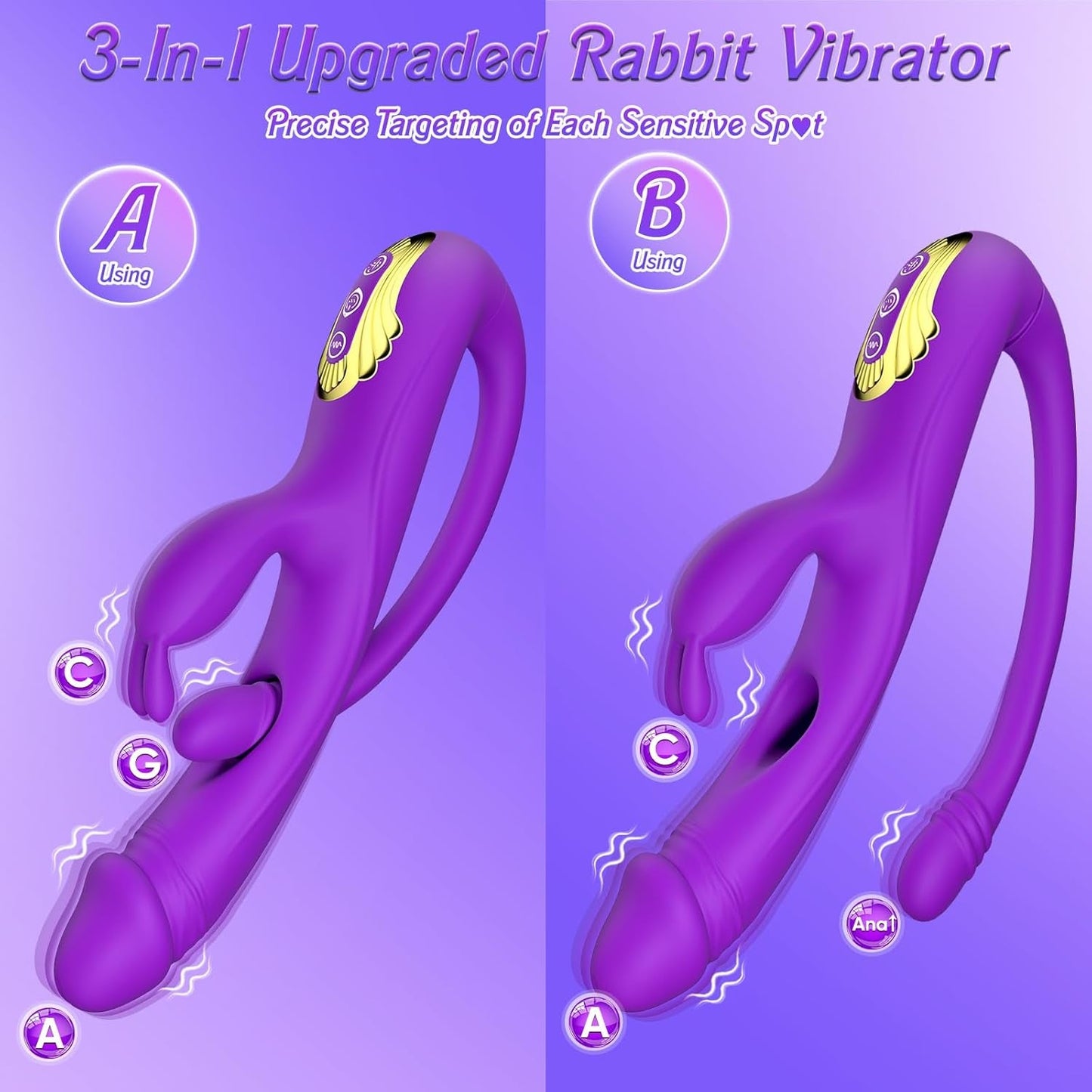TriNovaX 3-in-1 Rabbit Vibrator 10 Modes