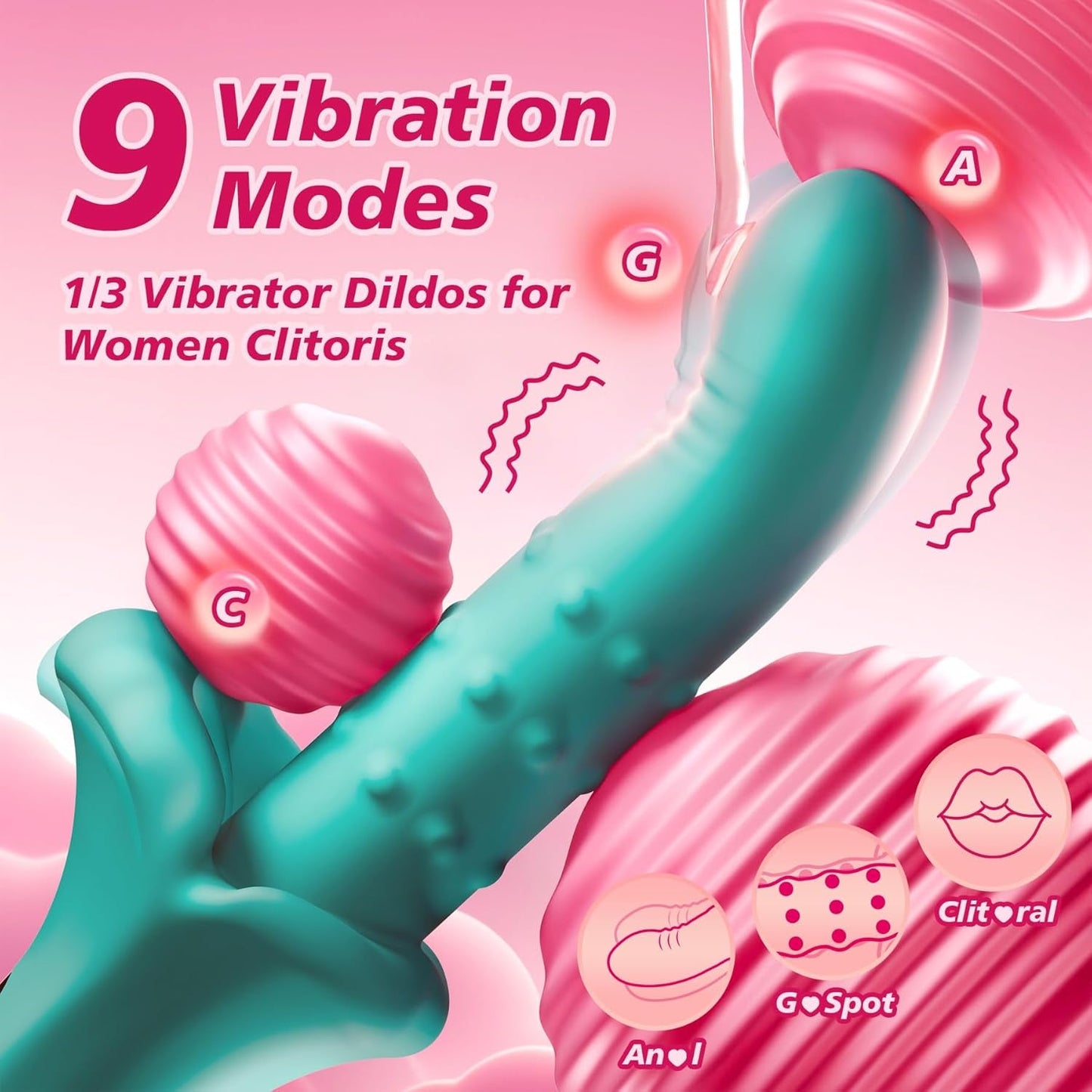 Vibrador de empuje RosePulse con 9×9 modos