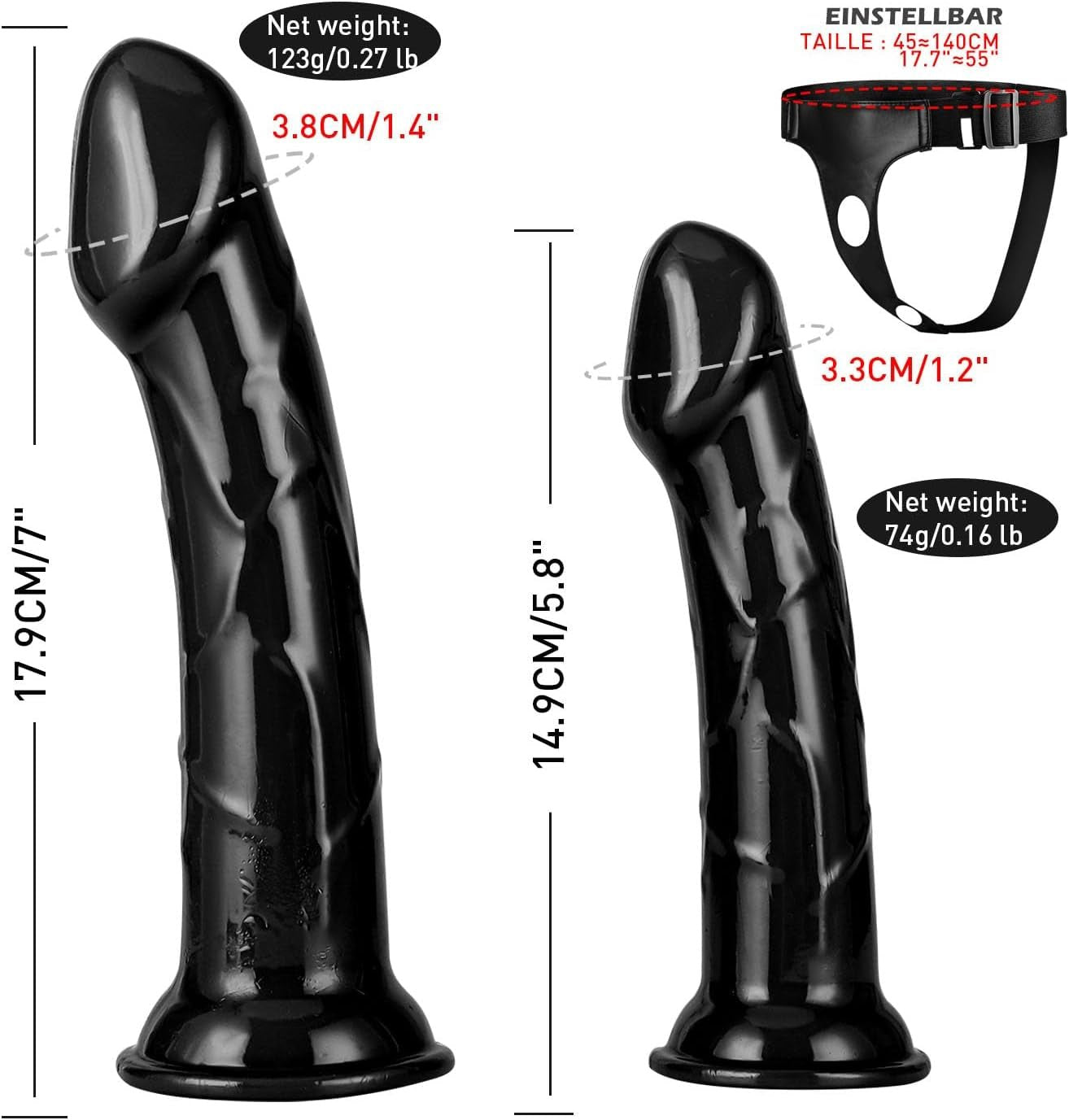 ObsidianXII Arnés Strapon de Ébano con Dildos Gemelos