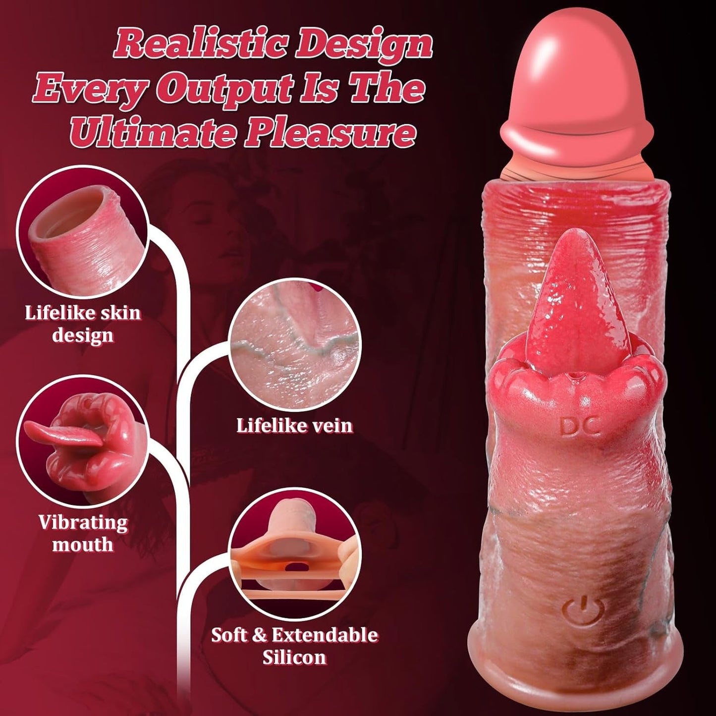 Anillo vibrador para el pene TongueVolt con 10 modos a distancia