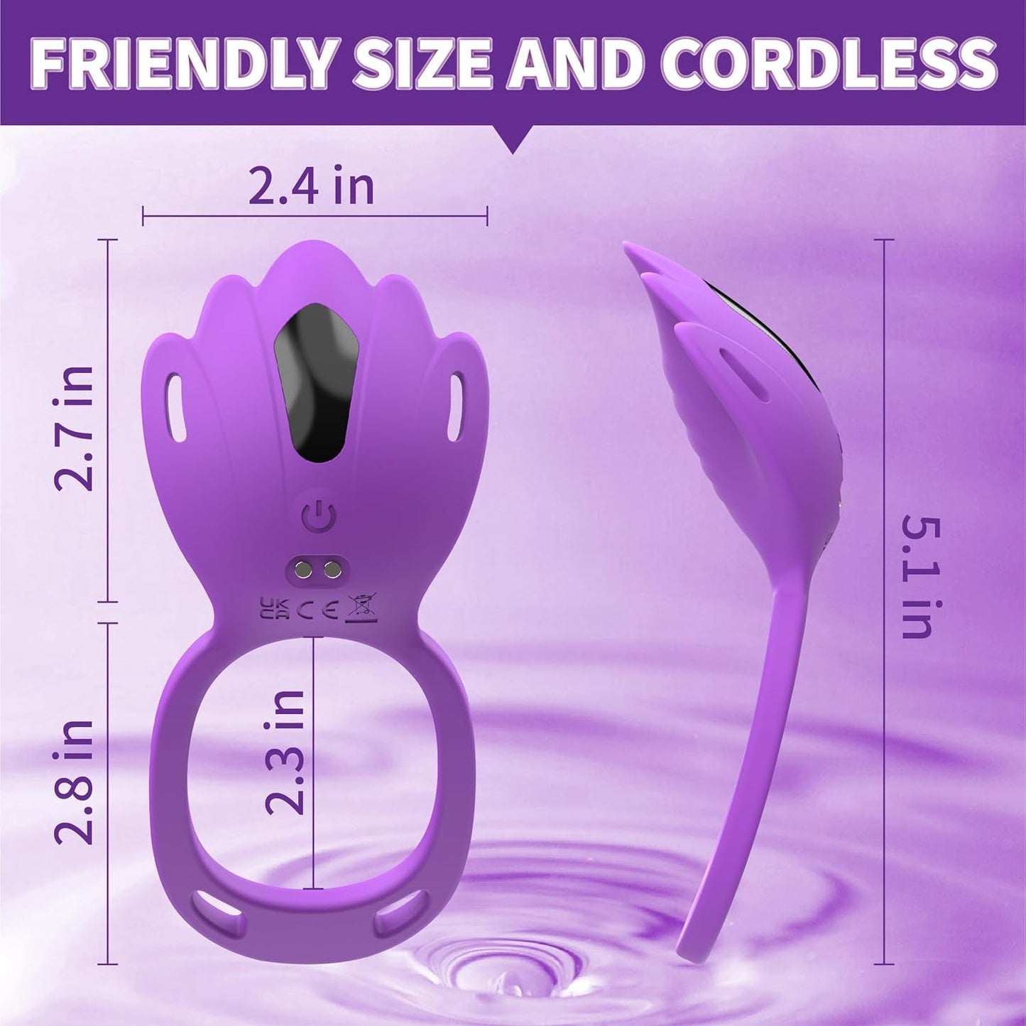 VioletLink Anillo de Pene Portátil Estimulador de Clítoris por App 9 Modos