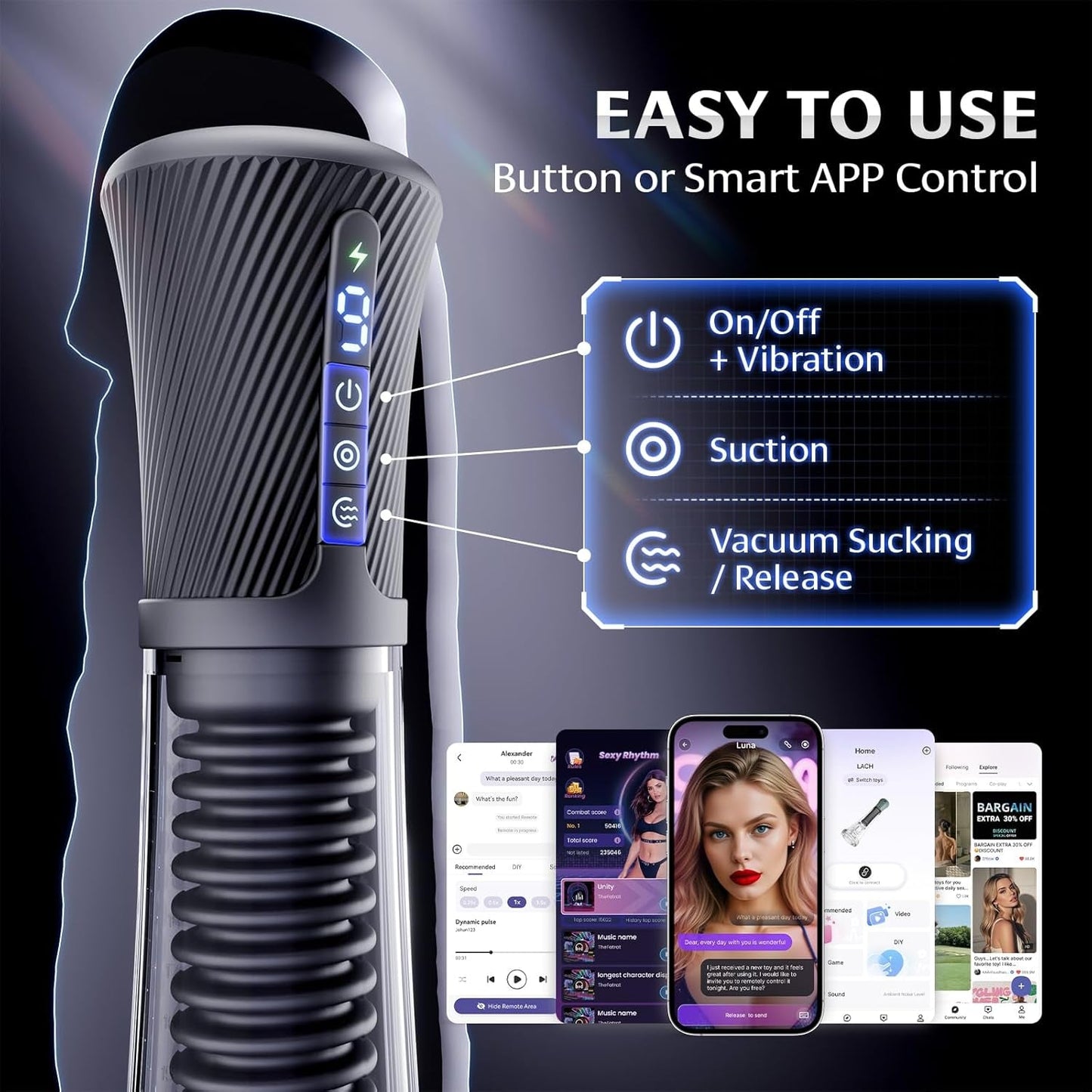 ClearPulse AI Masturbador Masculino Bomba de Entrenamiento Transparente