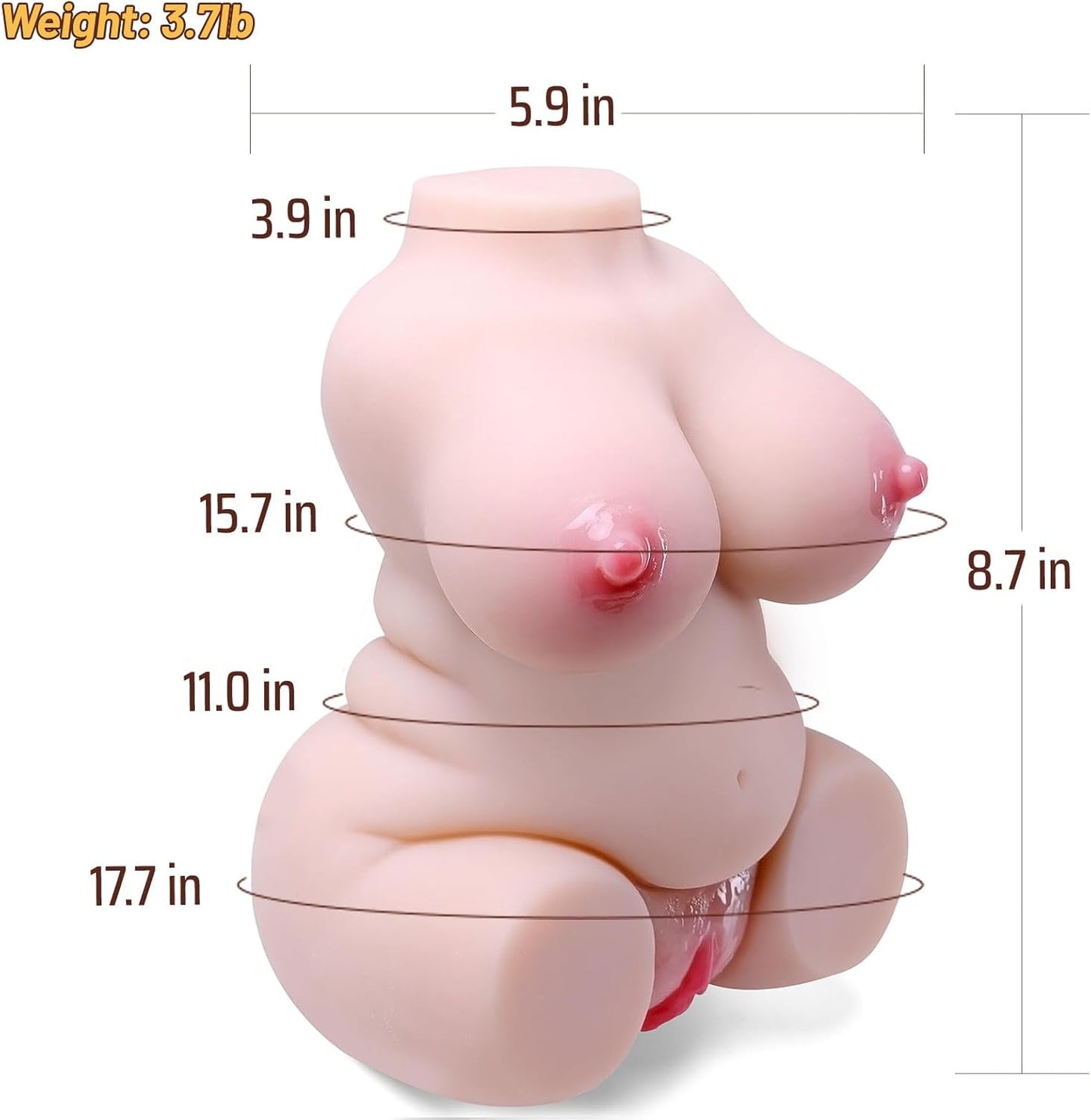 Muñeca sexual PlushVanta Mini BBW de 3.7 lb, de bolsillo, de TPE