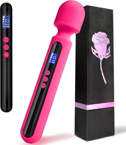 RoseCommand Vibrador de varita de 12" con pantalla LCD, 10 modos, resistente al agua