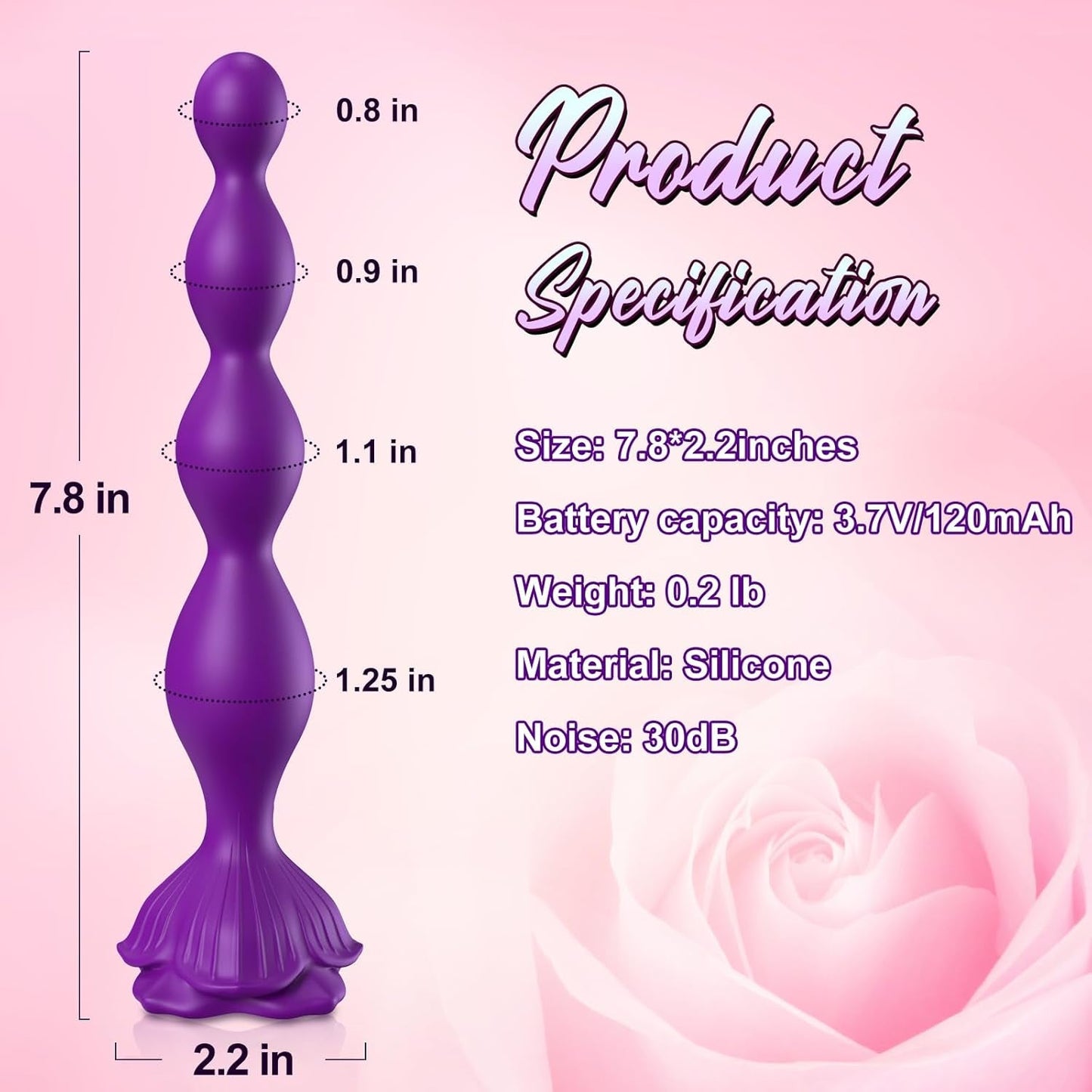 Vibromasseur Perles Anales VioletKiss Rose avec 9 Modes