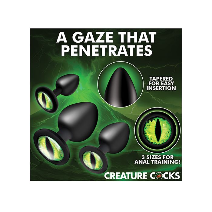 Juego de dilatadores anales de silicona "Ojos Verdes" Creature Cocks