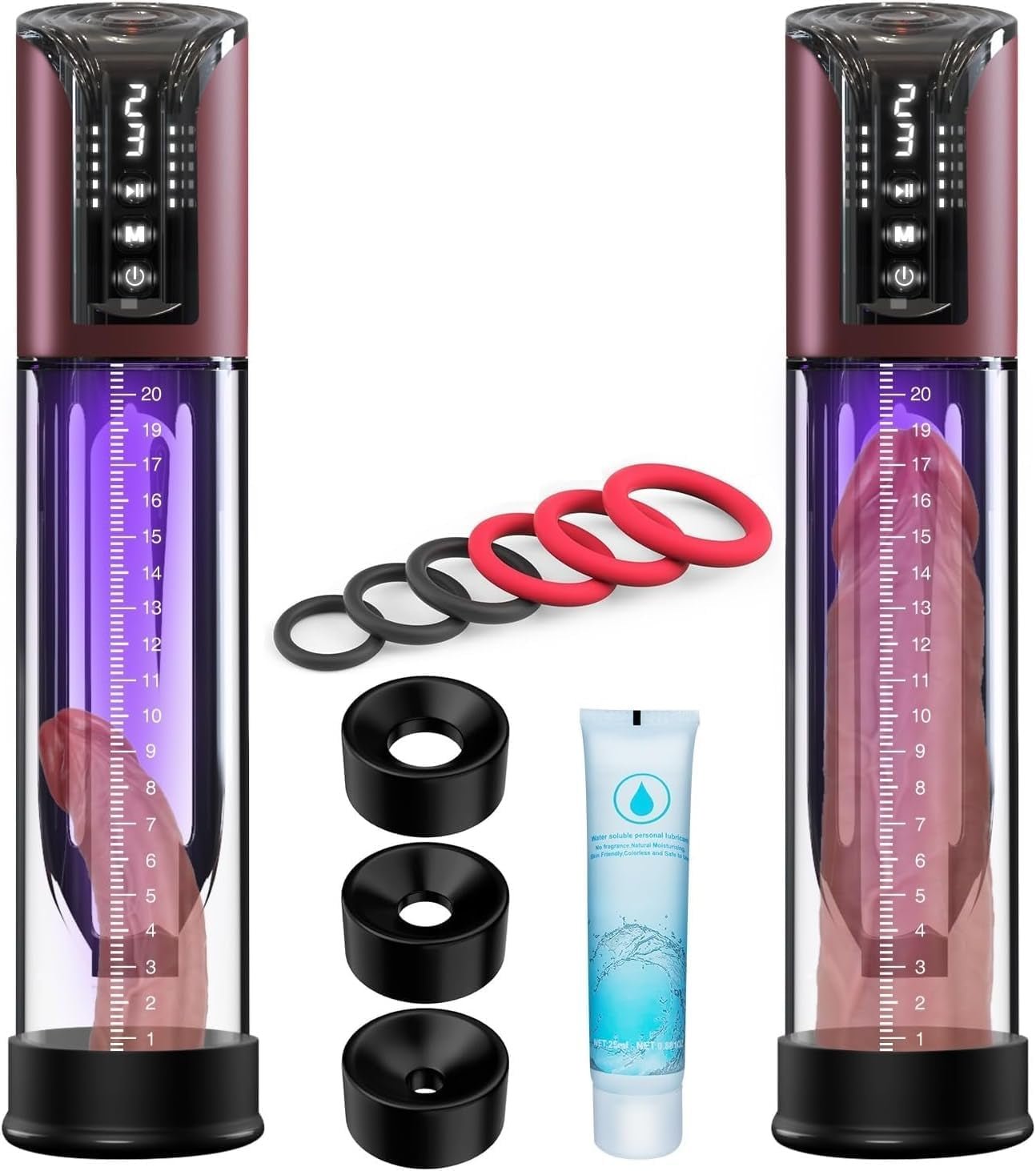 Bomba de pene eléctrica TitanReach 4 modos, tubo de 26,9 cm