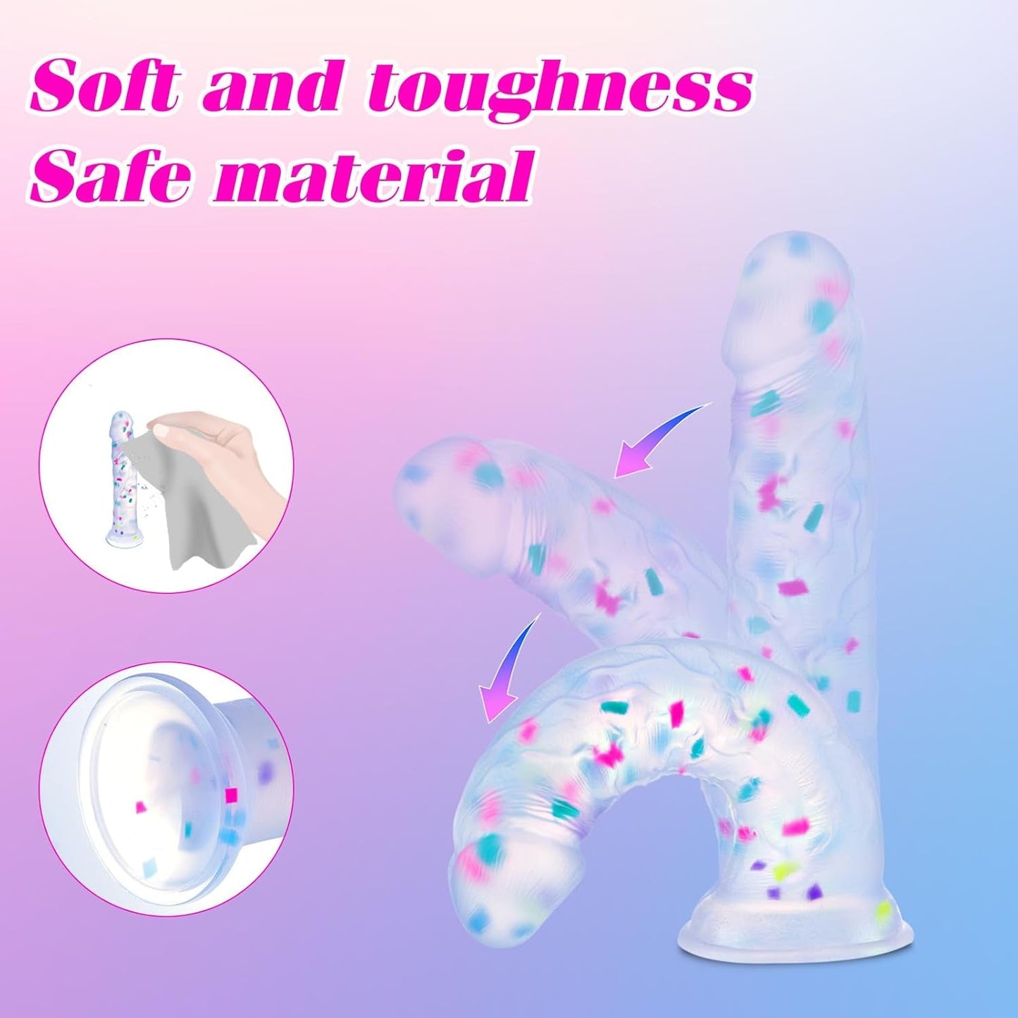 ConfettiLite 6” Slim Silicone Dildo Beginner Suction Cup