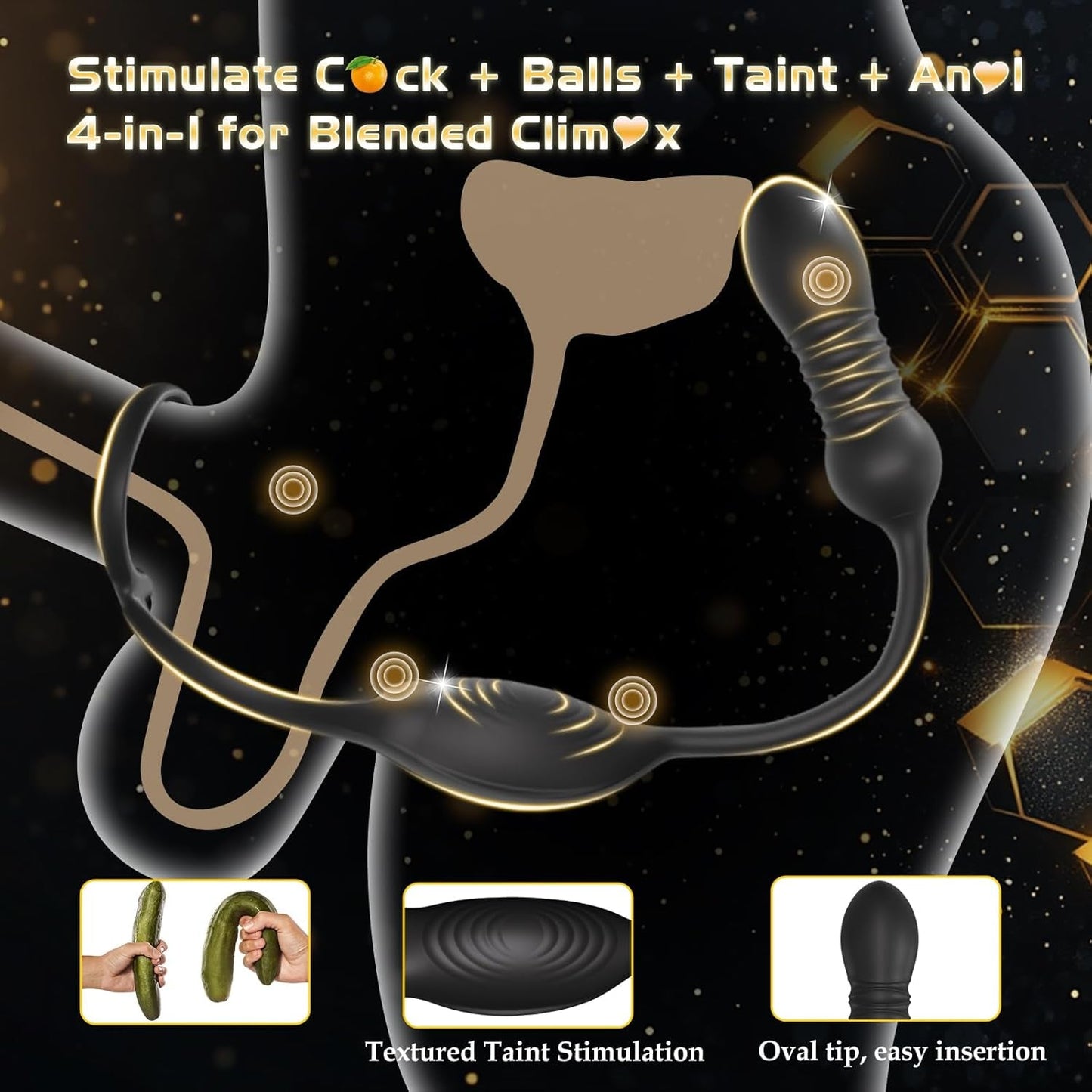 QuadThrust Masajeador de Próstata Anillo para Pene por App con Control Remoto 9 Modos
