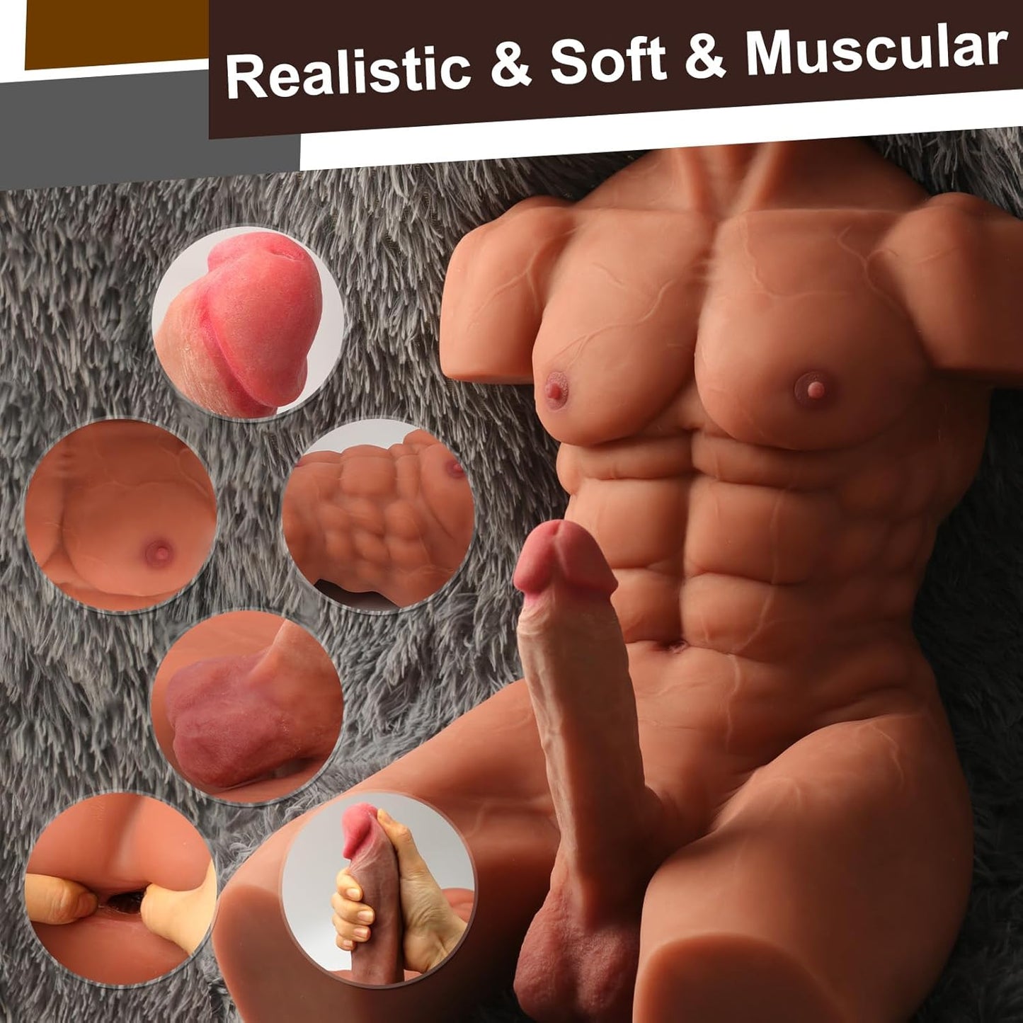 Muñeco sexual de torso masculino de 26 lb AlphaRide con consolador giratorio