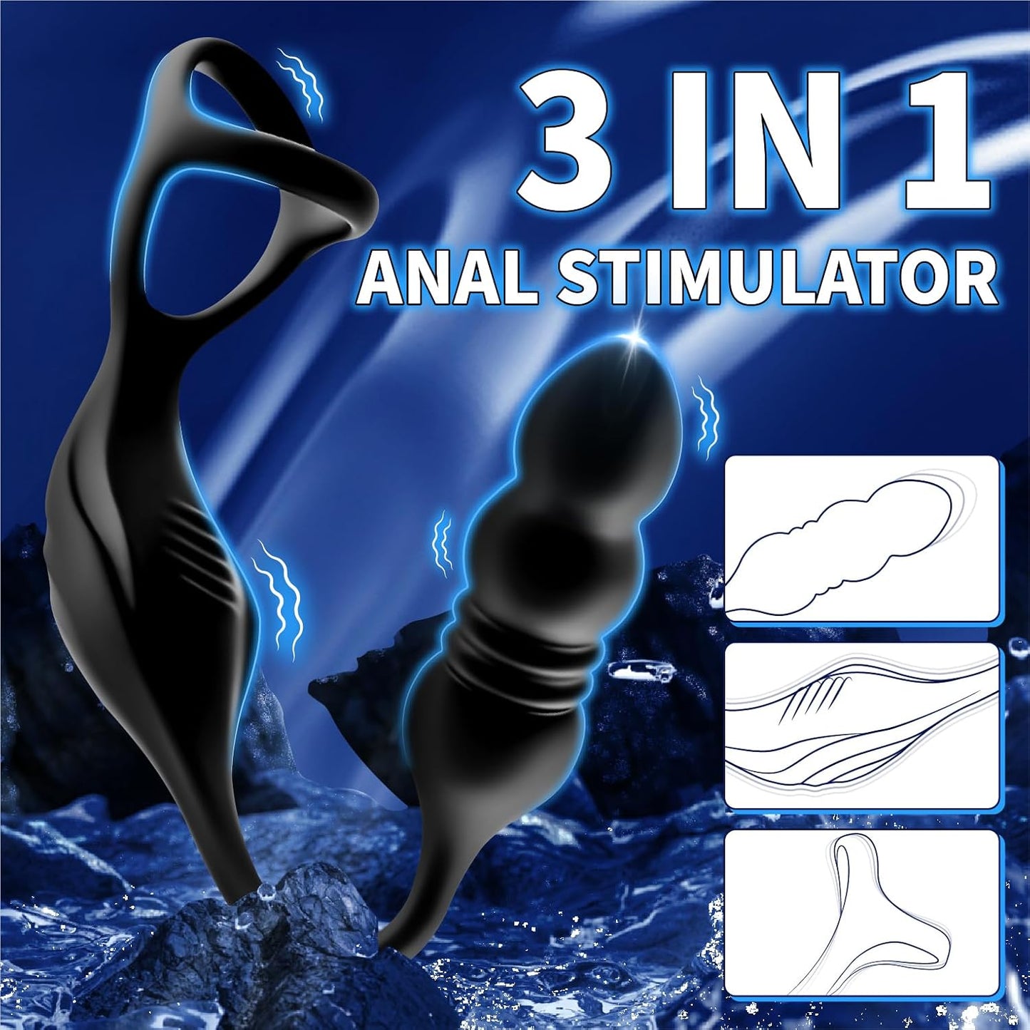 Anillo para el pene/masajeador de próstata ApexPulse Thrusting