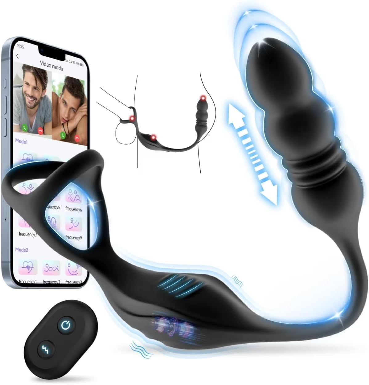 Anillo para el pene/masajeador de próstata ApexPulse Thrusting