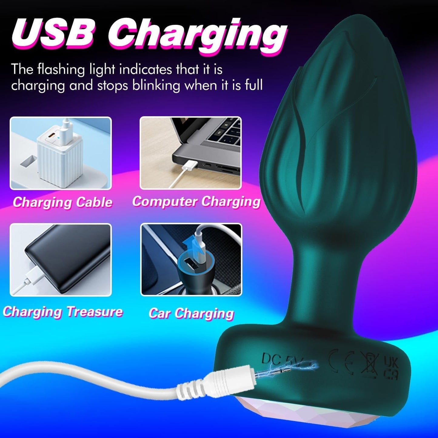 AuroraPlug LED Light-Up Vibrating Butt Plug 10 Modes