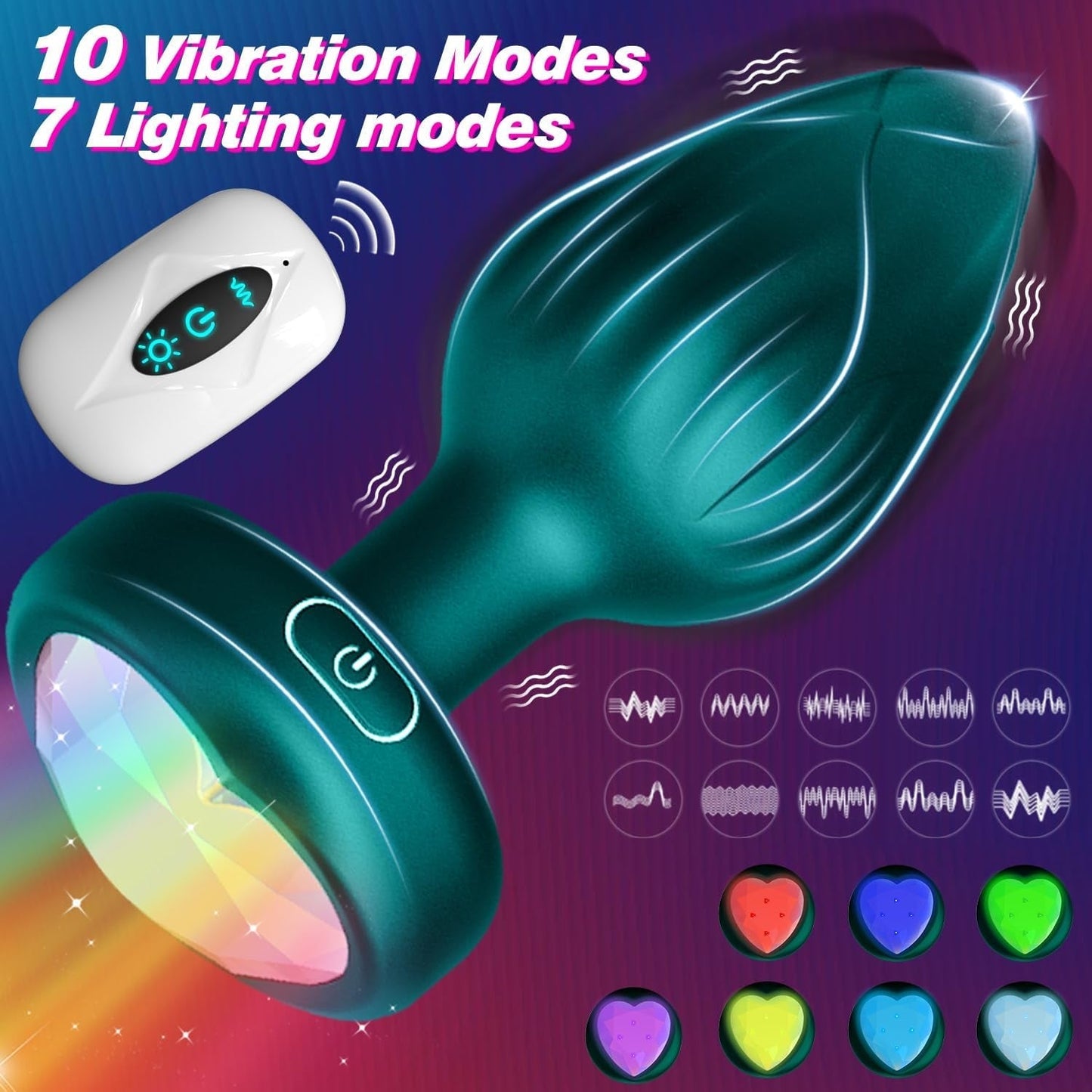 AuroraPlug LED Light-Up Vibrating Butt Plug 10 Modes