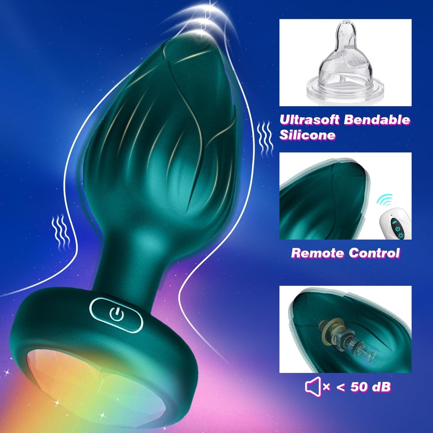 AuroraPlug LED Light-Up Vibrating Butt Plug 10 Modes