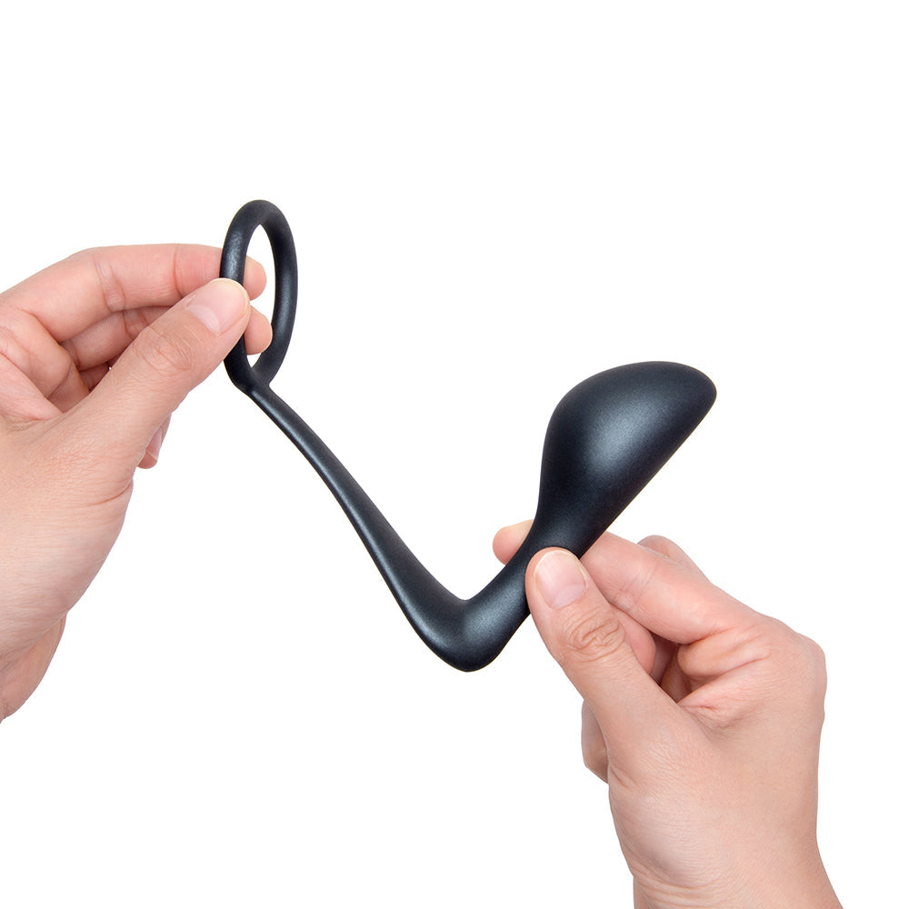 Anillo para el pene y tapón prostático B-Vibe Butties Ringer