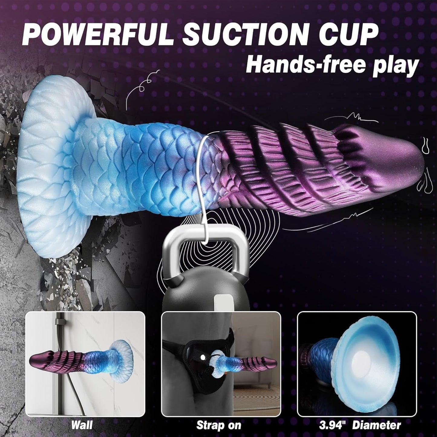 Dildo de nudos inflable AeroKnot ajustable con ventosa gruesa