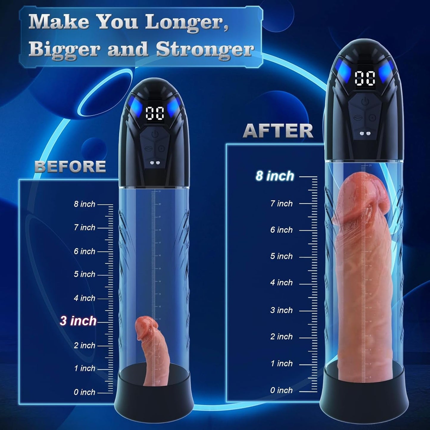 Bomba de pene eléctrica HyperFlux 10 modos doble función
