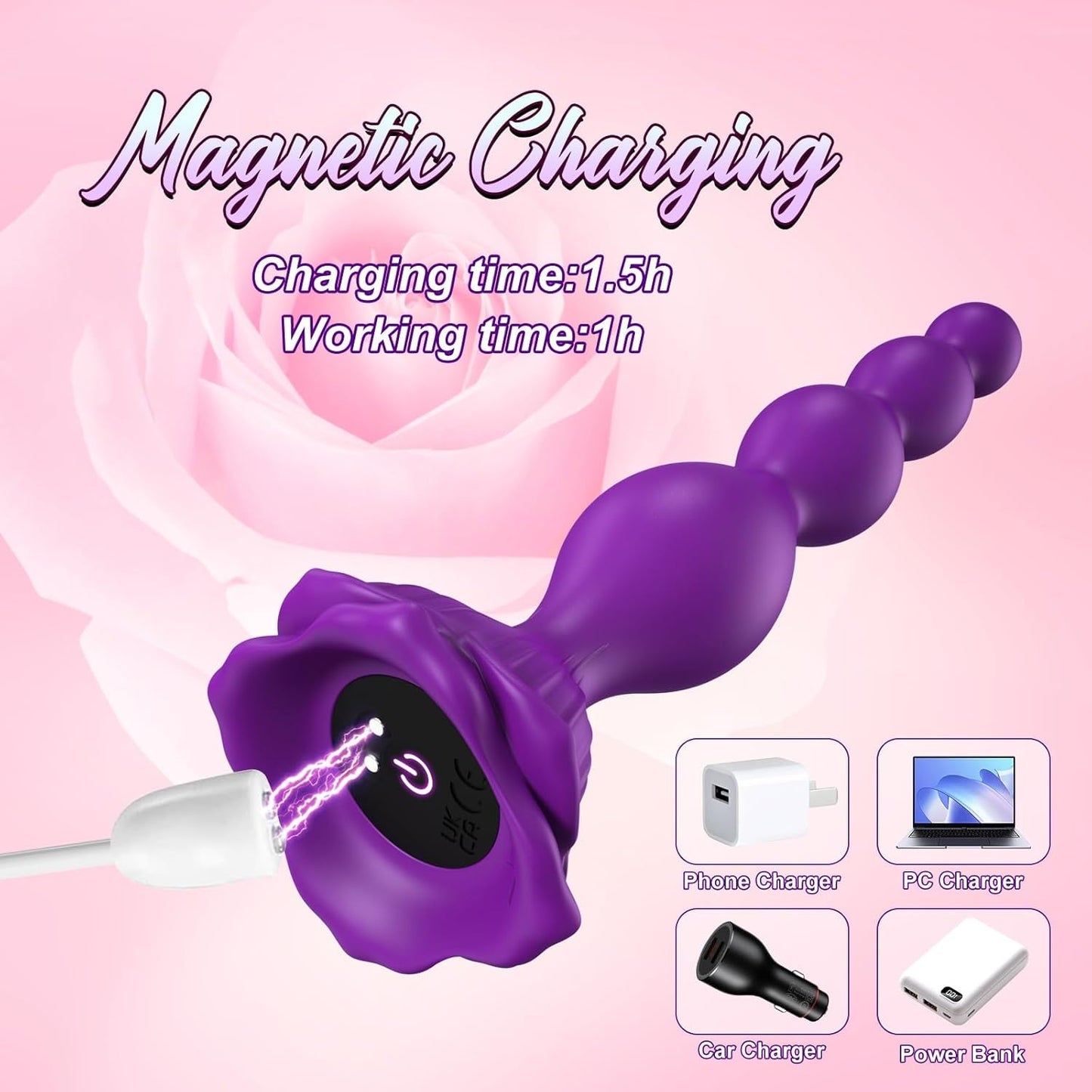 Vibromasseur Perles Anales VioletKiss Rose avec 9 Modes