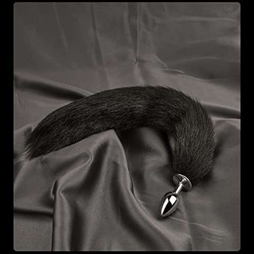 Tapón anal de acero ObsidianTail Black Fox Tail 18"