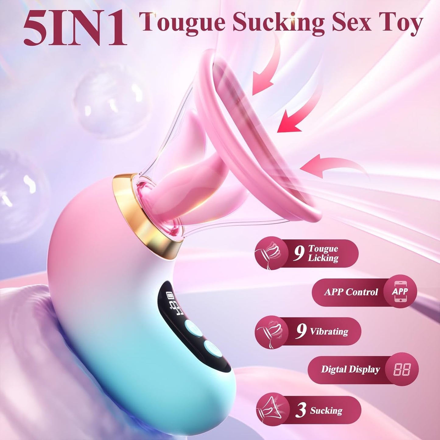 Vibrador de clítoris LumiVanta AI Rose Wand con pantalla LCD y aplicación, impermeable