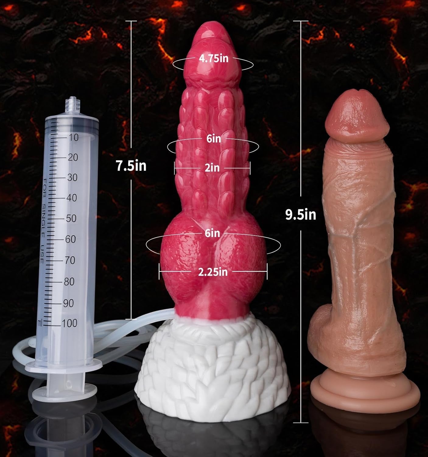 KnotJet Dildo con Nudo Eyaculador de 9.5" con Ventosa de Silicona