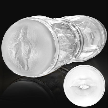 CrystalView Clear Doble Entrada Bolsillo Coño 9.5" Masturbador Masculino