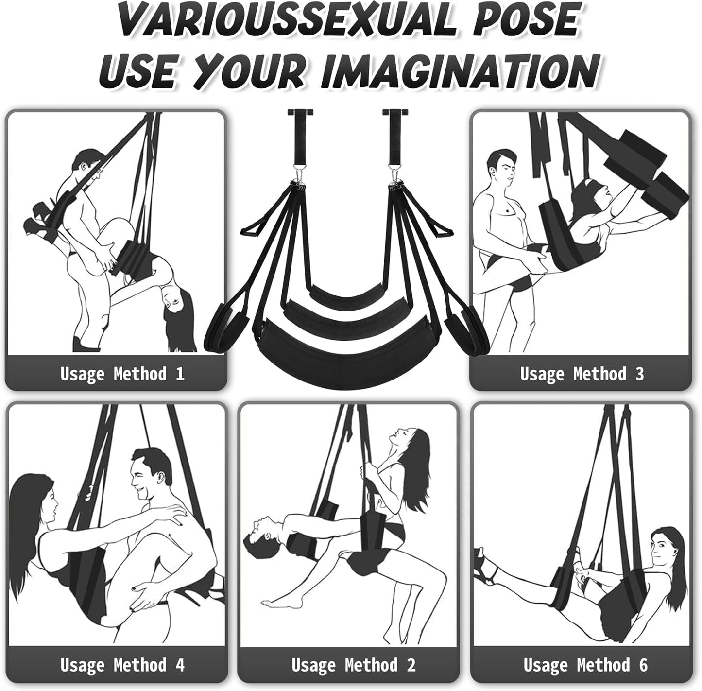 MidnightLift Door Sex Swing with Cushions & Straps