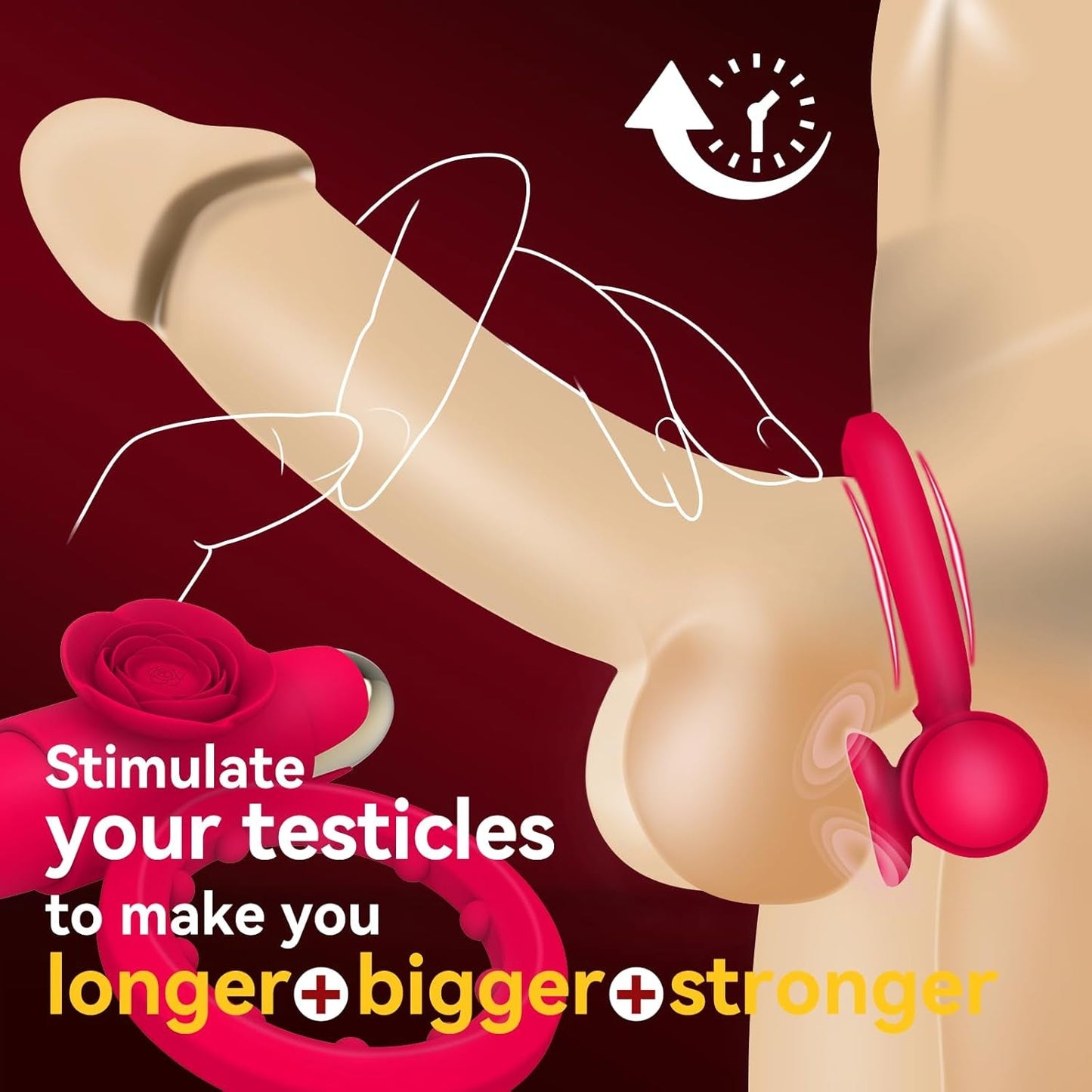 Anillo para pene vibrador con bala CrimsonPetal Red, estimulador de clítoris