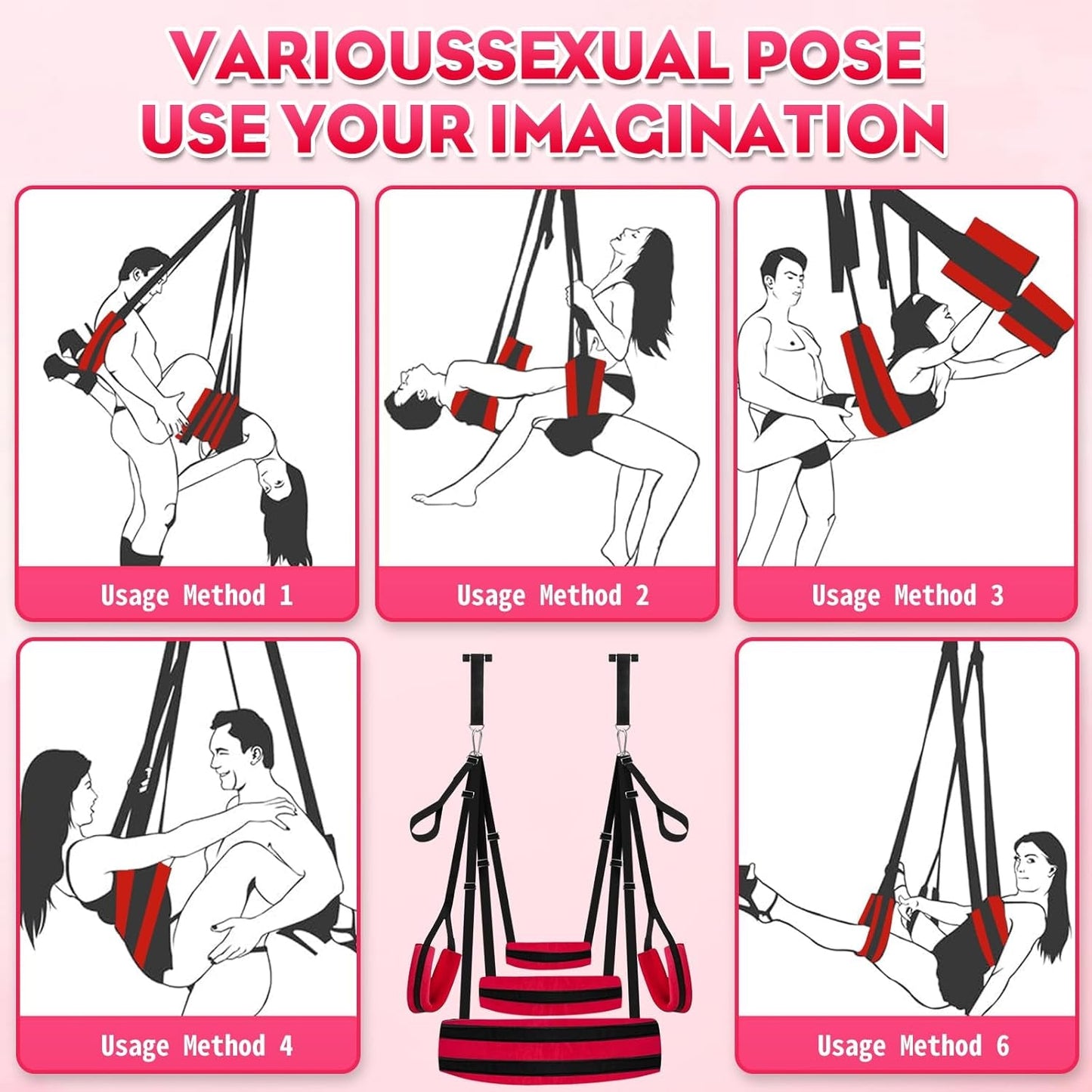 Columpio de puerta sexual VelvetRise, soporte de 800 lb, cojines anchos