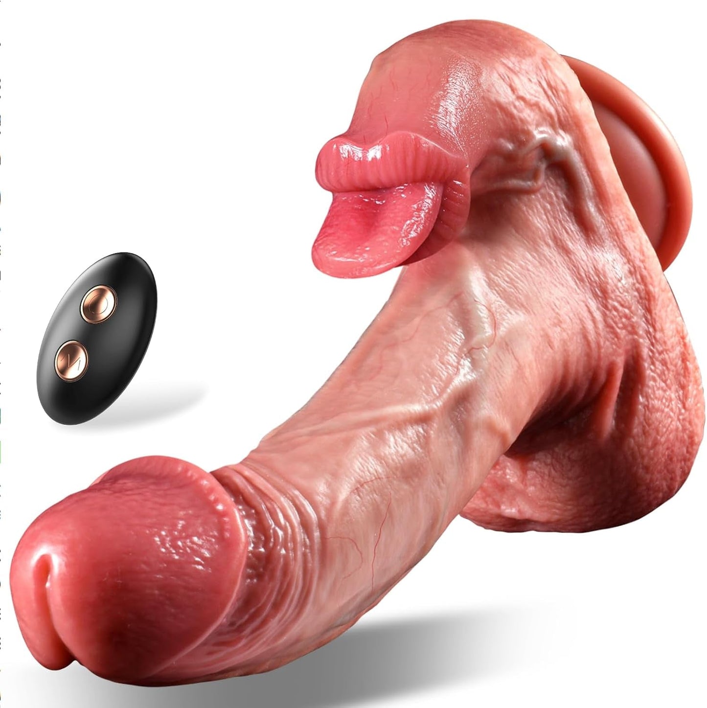 VirexaHeat Dildo Vibrador de Empuje y Lamido, 5 Velocidades, Juguete para Punto G