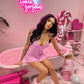 Conjunto de chemise de encaje con cuello en V profundo BabyDoll