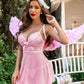 Conjunto de chemise de encaje con cuello en V profundo BabyDoll